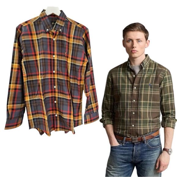 POLO Ralph Lauren Classic Fit Plaid Performance Long Sleeve Oxford Shirt Size M - Picture 1 of 7